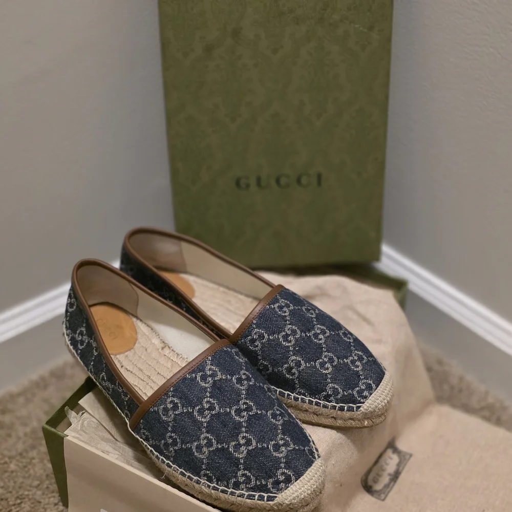 Gucci Blue Monogram Denim Espadrilles